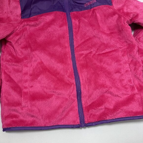 OshKosh B'gosh Girls Jacket Reversible Windbreaker Fuzzy Pink Purple Cute 5 - Picture 5 of 8